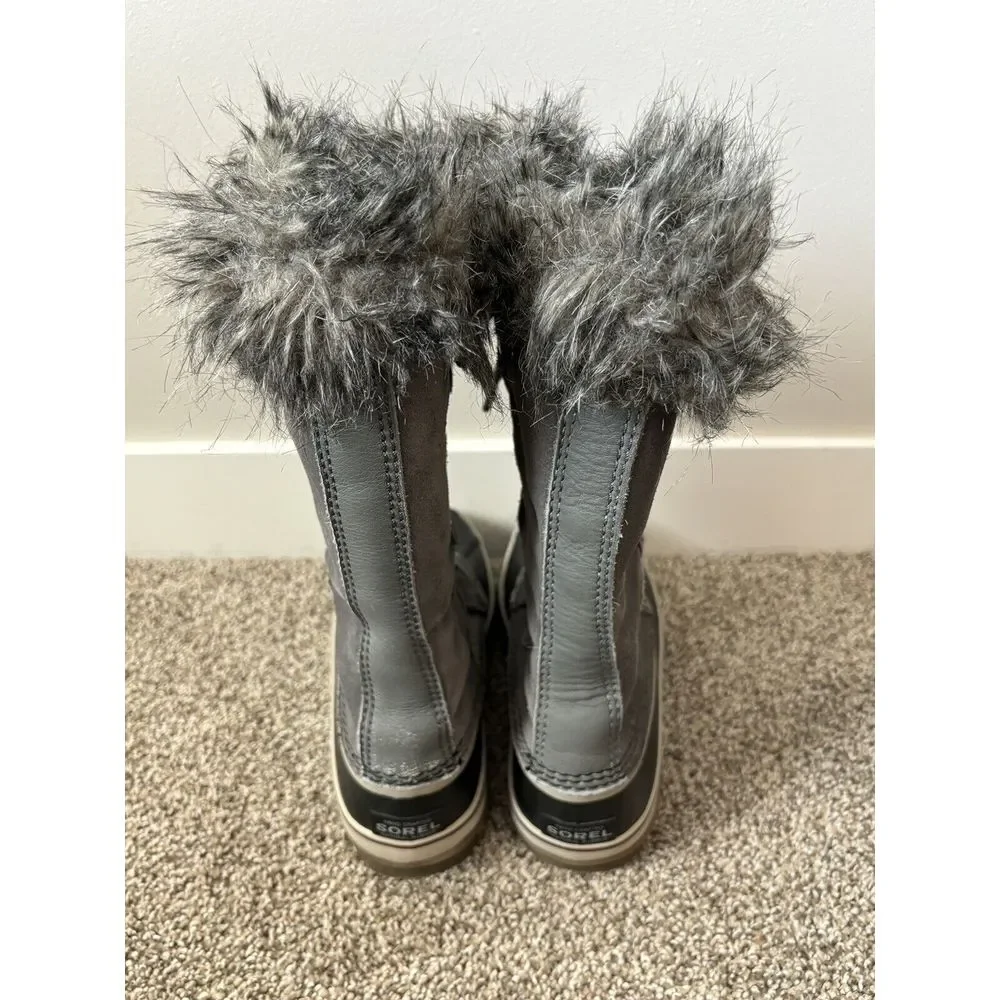Sorel Gray Faux Fur Lace-Up Winter Boots